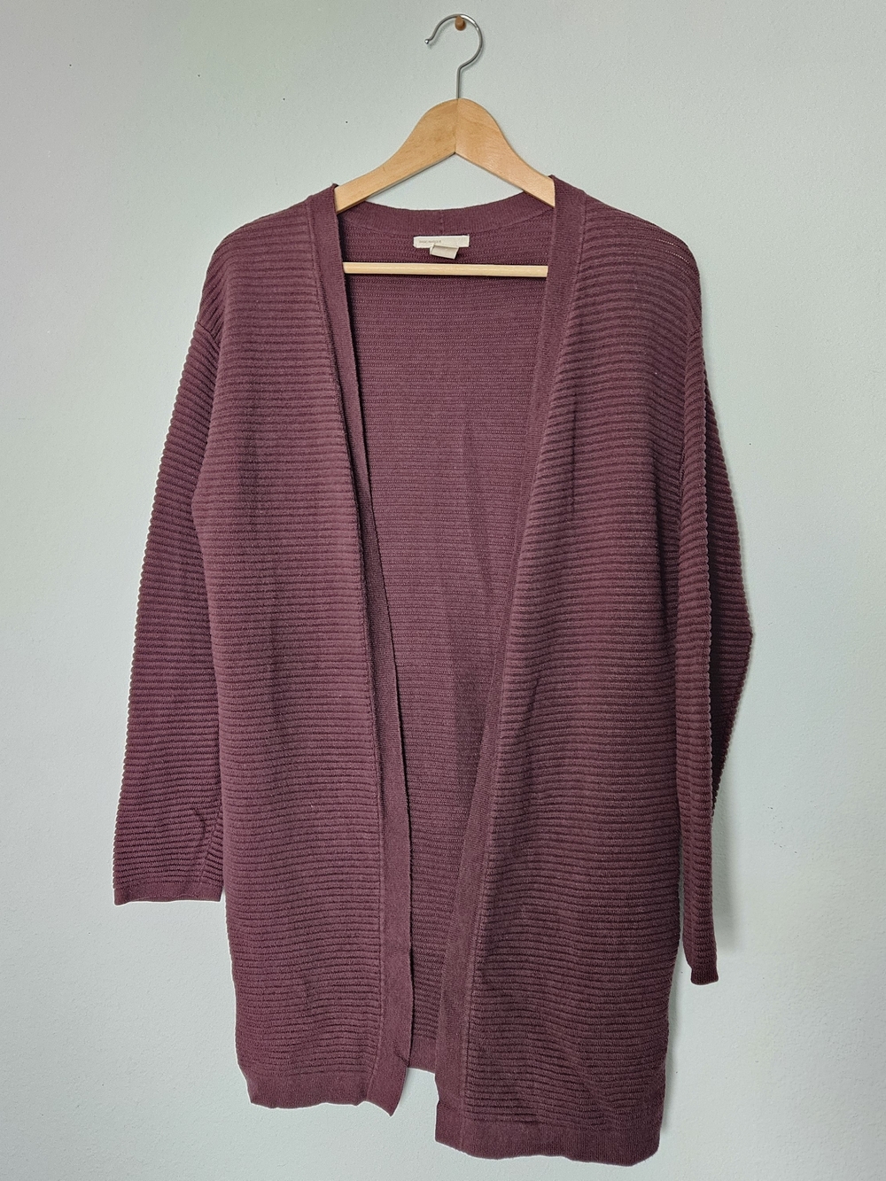 H&M Plum Ribbed Open-Front Cardigan